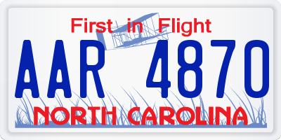 NC license plate AAR4870