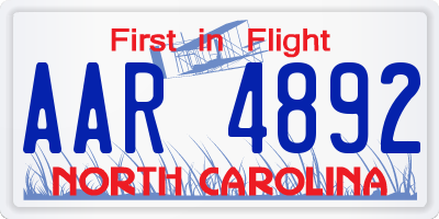 NC license plate AAR4892