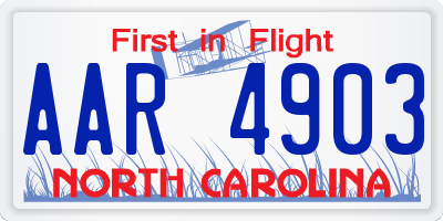 NC license plate AAR4903