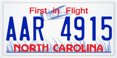 NC license plate AAR4915