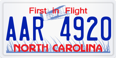 NC license plate AAR4920