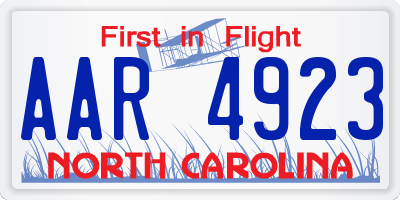 NC license plate AAR4923