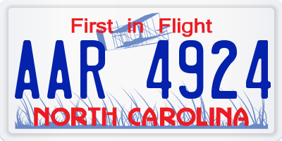 NC license plate AAR4924