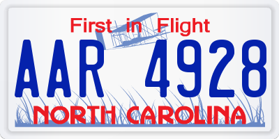 NC license plate AAR4928