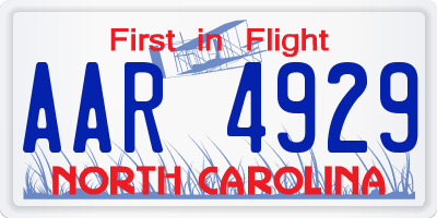 NC license plate AAR4929