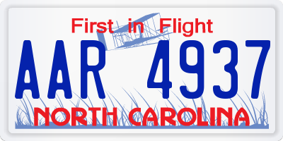 NC license plate AAR4937