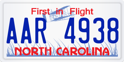 NC license plate AAR4938