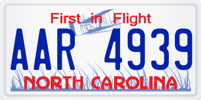 NC license plate AAR4939