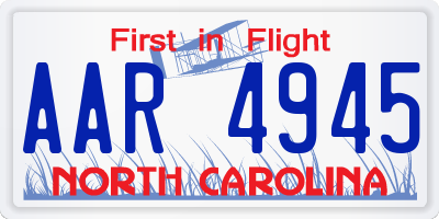 NC license plate AAR4945