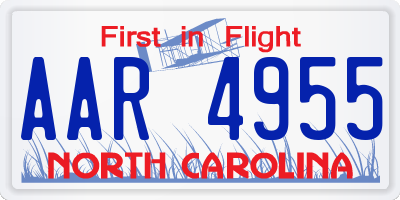 NC license plate AAR4955