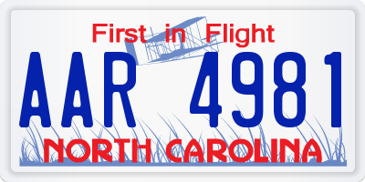 NC license plate AAR4981