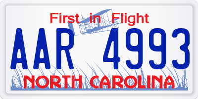 NC license plate AAR4993