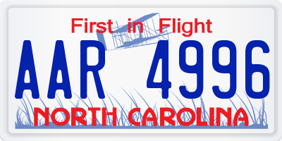 NC license plate AAR4996