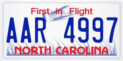 NC license plate AAR4997