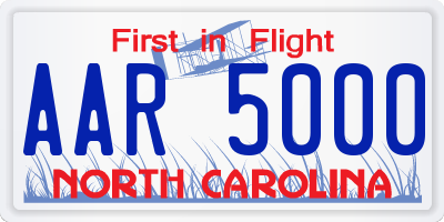 NC license plate AAR5000