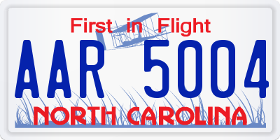 NC license plate AAR5004