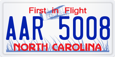 NC license plate AAR5008