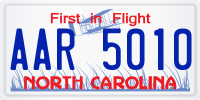 NC license plate AAR5010