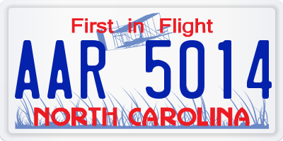 NC license plate AAR5014