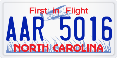 NC license plate AAR5016