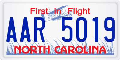 NC license plate AAR5019