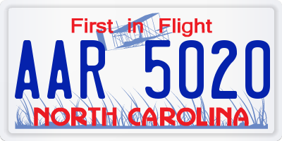 NC license plate AAR5020