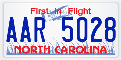 NC license plate AAR5028