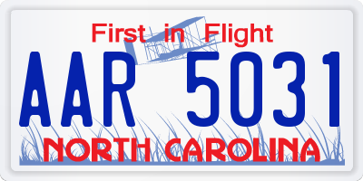 NC license plate AAR5031