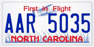 NC license plate AAR5035
