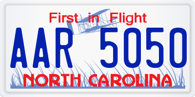 NC license plate AAR5050