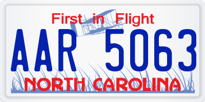 NC license plate AAR5063