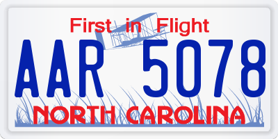 NC license plate AAR5078