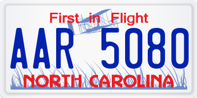 NC license plate AAR5080
