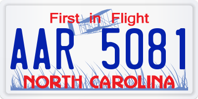 NC license plate AAR5081