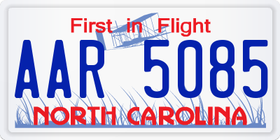 NC license plate AAR5085