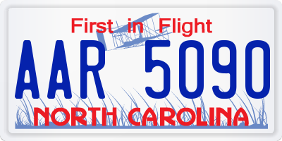 NC license plate AAR5090