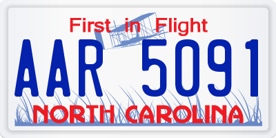 NC license plate AAR5091