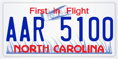 NC license plate AAR5100