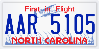 NC license plate AAR5105