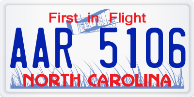 NC license plate AAR5106