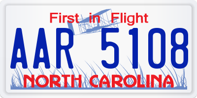NC license plate AAR5108