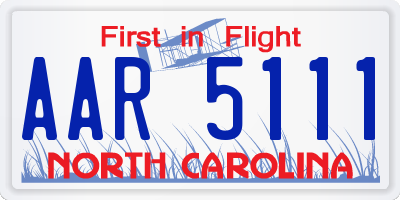 NC license plate AAR5111