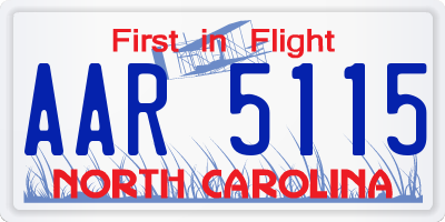 NC license plate AAR5115