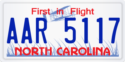 NC license plate AAR5117