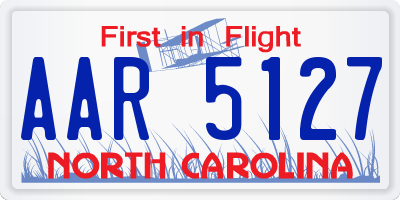 NC license plate AAR5127