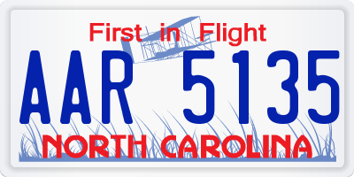 NC license plate AAR5135