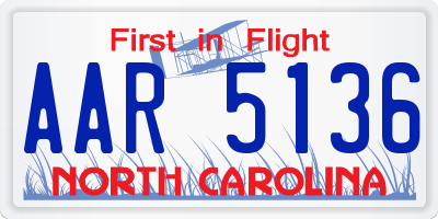 NC license plate AAR5136