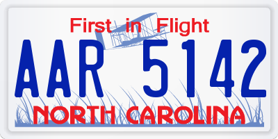 NC license plate AAR5142