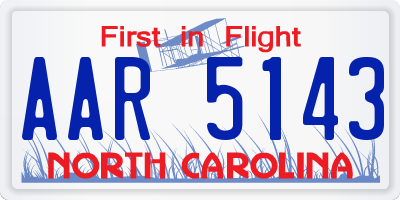 NC license plate AAR5143