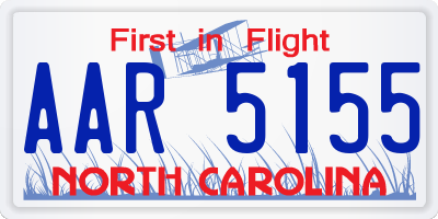 NC license plate AAR5155